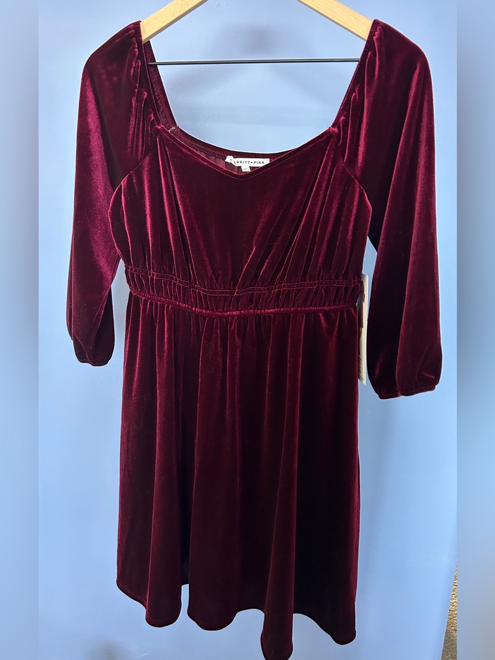 Velvet Burgundy Scoop Neck Dress